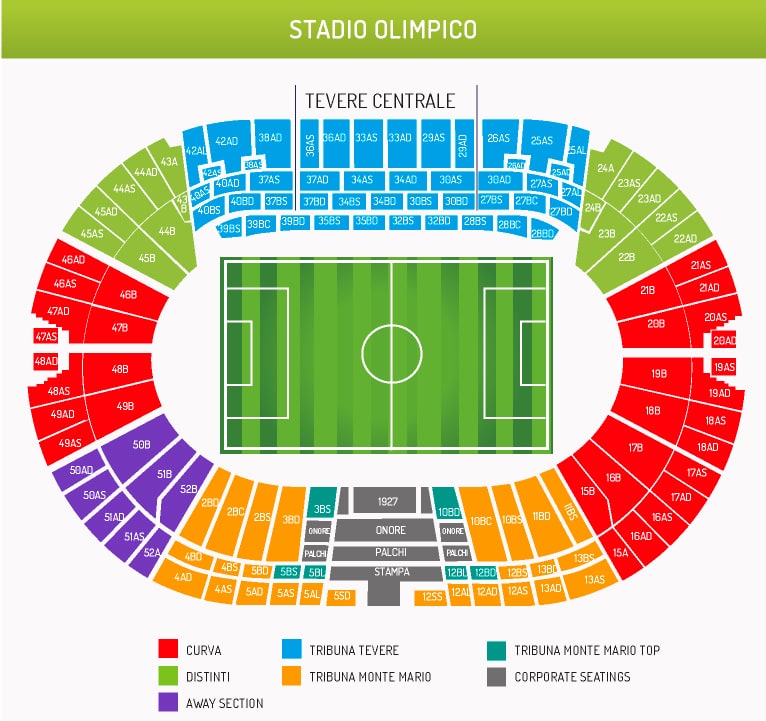 מפת מושבים - Stadio Olimpico